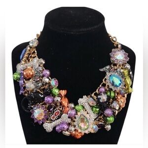 Betsey Johnson Halloween Charm Bib Multicolor Chain Link 19" Necklace